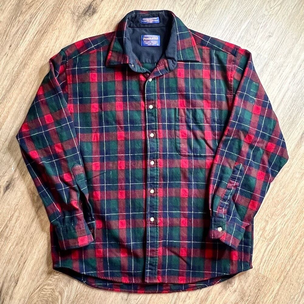 Vintage Pendleton Woolen Mills Kilgore Tartan Plaid Wool Shirt Mens Size Large